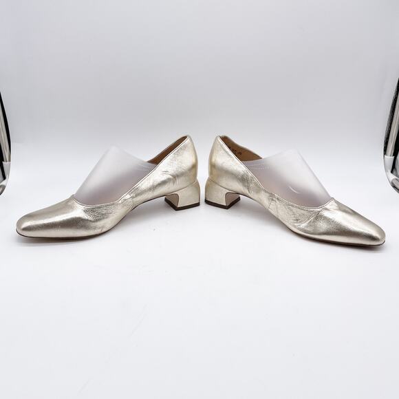 27 Edit Naturalizer Women's Florence Square Toe Pump Shoes Gold Leather 5.5 M - Picture 9 of 13